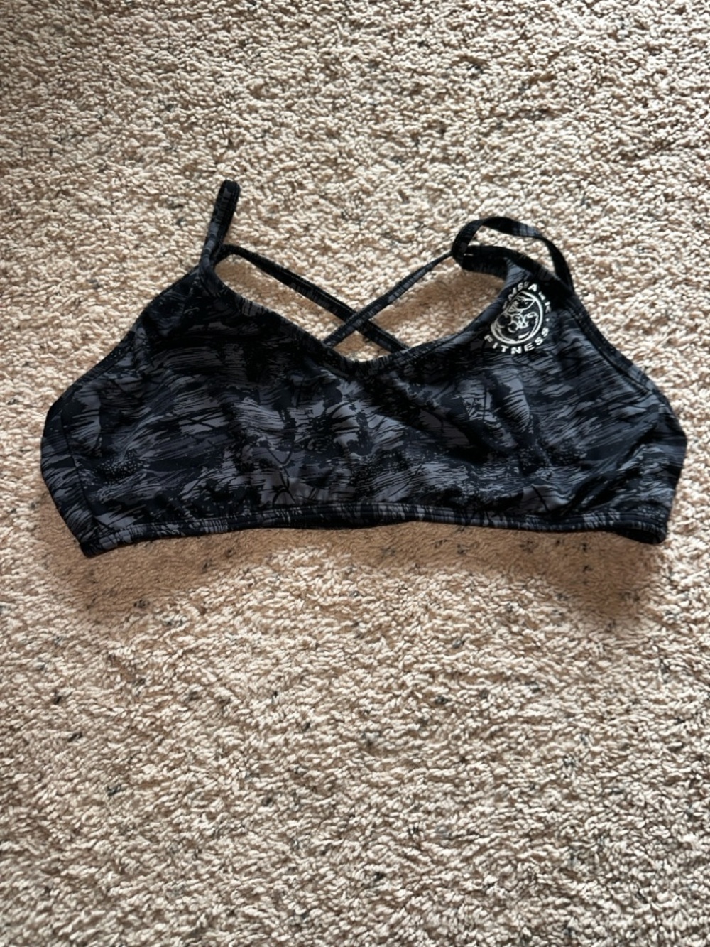 Gymshark Black Patterned Crisscross Sports Bra